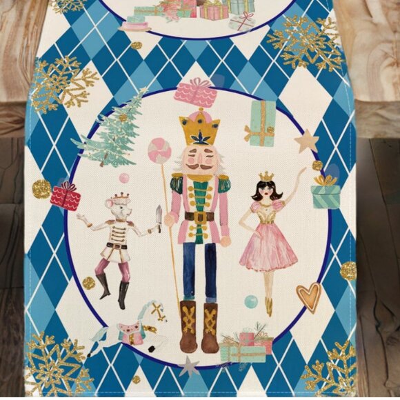 Nutcracker Table Runner Christmas Decor Holiday Xmas Decoration Blue Cloth 13x72 - Picture 4 of 8